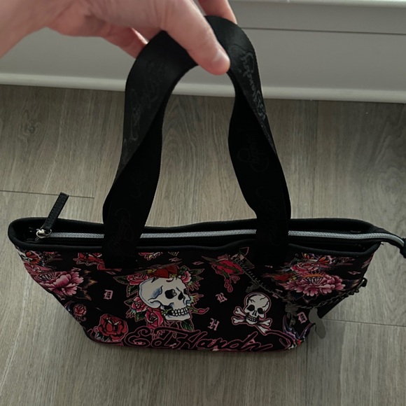 Ed Hardy Black and Pink Skull Floral Tote - Picture 6 of 8